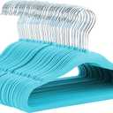 Amazon Basics Kids Velvet, Non-Slip Clothes Hangers for Infant and Toddler, 11.6 inches (for Baby Clothes), Pack of 50, Blue