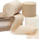 Boho Set Ribbon 1-1/2 Inch x 15 Yards Crinkle Fabric Cotton Ribbons for Gift Wrapping Wedding Invites Baby Shower DIY Crafts Home Decor