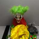 7ft/85in Halloween Animatronics Clown Decoration, Standing Talking Activated Life Size Clown with Glowing Red Eyes & Scary Sound for Halloween Haunted House, Indoor, Lawn Decor