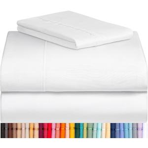 LuxClub 3 PC Twin Sheet Set, Deep Pockets Wrinkle Free Cooling Bed Sheets Hotel Bedding for Women, Men, Kids & Teens, Includes 1 Fitted Sheet, 1 Flat Sheet and 1 Pillowcase-Silky Soft White