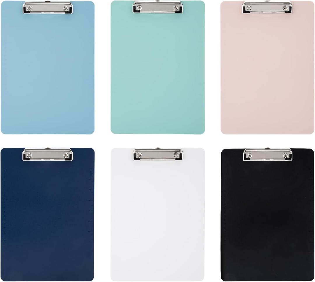5 x 6 Pack Plastic Clipboards with Low Profile Clip, Hanging Clipboards Bulk, Clip Boards 8.5x11 Holds 100 Sheets, A4 Letter Size Clipboard for Teacher, Students, Kids, Classroom & Office