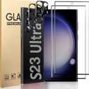 [2+2 Pack] for Samsung Galaxy S23 Ultra 5G Screen Protector Tempered Glass Camera Lens Protector,Touch Sensitive,Fingerprint Support,9H