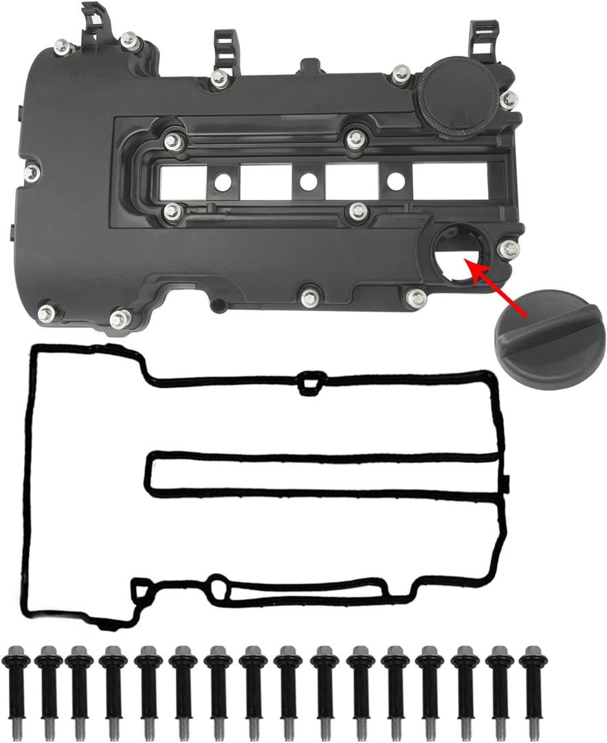 Engine Valve Cover with Gaskets, Bolts & Oil Filler Cap Compatible with 2011-2020 Chevy Cruze Sonic Trax Volt | Cadillac ELR | Buick Encore 1.4L Turbo Replace# 55573746 25198498 264-968 25198874