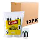 Glad Everyday Clear Plastic Cups with Referee Football Print - Strong and Sturdy Drinking Cup for All Occasions, 18 Ounce, 50 Count - 12 Pack (Black/White)