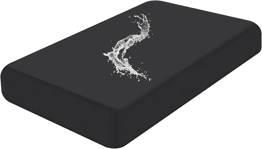 Smiry Waterproof Couch Cushion Covers, Stretch Washable Sofa Cushion Cover, Soft Sofa Slipcover Elastic Non-Slip Furniture Protector for Pets, Kid (Medium, Black)