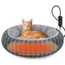 INVENHO Heated Cat Beds for Indoor Cats and Small Dogs, 20" Cozy Heated Pet Bed with Timer & Temp Adjustable, Removable Waterproof Electric Warming Bed for Indoor Cat