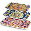vancasso Serving Platters Set of 3, 16"/14"/12" Inch Rectangular Trays - Serving Platter Extra Large, Ceramic Bohemian Serving Dish for Entertaining Food, Microwave & Dishwasher Safe, Colorful missing 1