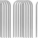 AAGUT 100x Metal Garden Stakes Tent Drip Line Irrigation Stakes,12 Inch Round Top Yard Chicken Wire Staples,Soaker Hose Tubing Spikes Landscape Fabric Staples, Sod Fence Lawn Ground Weed Barrier Pins