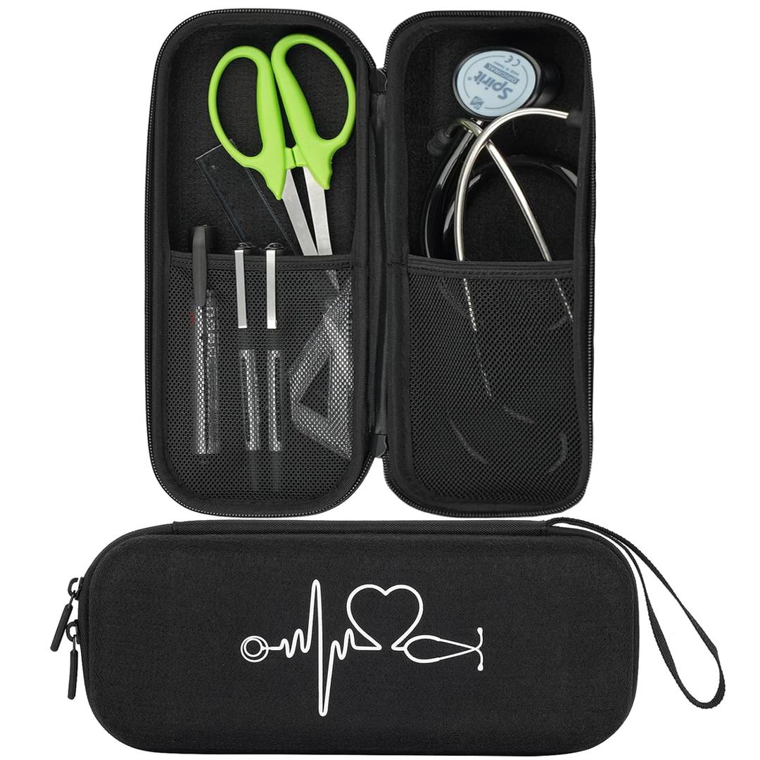CDBXPRG Stethoscope Case for 3M Littmann Classic III,Stethoscope Bag for Lightweight II S.E,Cardiology IV,Extra Room for Doctor & Nurse Accessorie Black