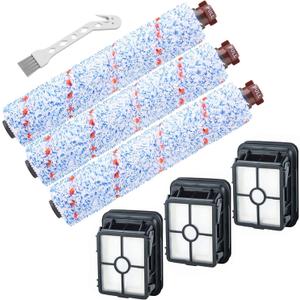 Replacement Parts for Bissell CrossWave Vacuum Cleaner, 3 Pack 1868 CrossWave Multi-Surface Brush Rolls + 3 Pack 1866 Vacuum Filters, Vacuum Attachments Compare to Part 1608683, 160-8683, 1608684 (BLUE)