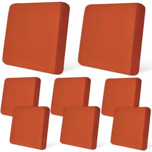 PickyNproud 8Pcs Patio Cushion Covers Stretch Outdoor Couch Cushions Slipcovers Replacement Washable Furniture Protector with Elastic Bottom Sofa Chair Seat Cover, Burnt Orange, 27"D x 27"W x 8"H