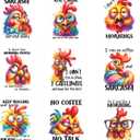 9pcs Funny Kitchen Iron On Transfer Decals Thermal Stickers for Clothing Appliqued Washable DIY Applique Iron On Heat Press Vinyl for Shirts Pillow Covers