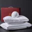 L LOVSOUL Goose Feather Down Pillow Queen Size of 2, Ultra Soft 100% Organic Cotton Fabric, 700TC,800 Fill Power, Luxury Hotel Collection Bed Gusseted Pillows for Back, Stomach or Side Sleepers (White)