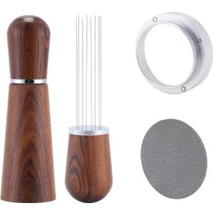 53.5mm Espresso Accessories Kit,316 Stainless Steel WDT Tool Espresso,Dosing Funnel and Puck Screen Set,Espresso Distribution Tool,Espresso Coffee Stirrer for Barista