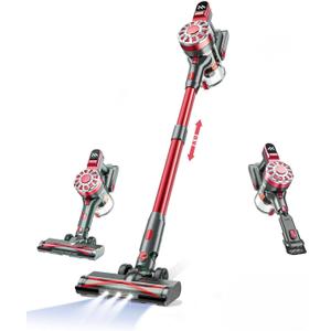 Cordless Vacuum Cleane,Stick Vacuum Cordless Rechargeable with Super Suction,Hardwood Floor Vacuum for Home Pet Hair, Carpets, Tile(Deep Red)