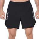 5 Pack Mens Shorts, 2 in 1 Athletic Workout Running Shorts with Liner | 5 Inch Men's Basketball Shorts with 3 Pockets, Lightweight Quick Dry Sweat Gym Shorts for Men Running, Gym, Training Casual (Black, XXXL)