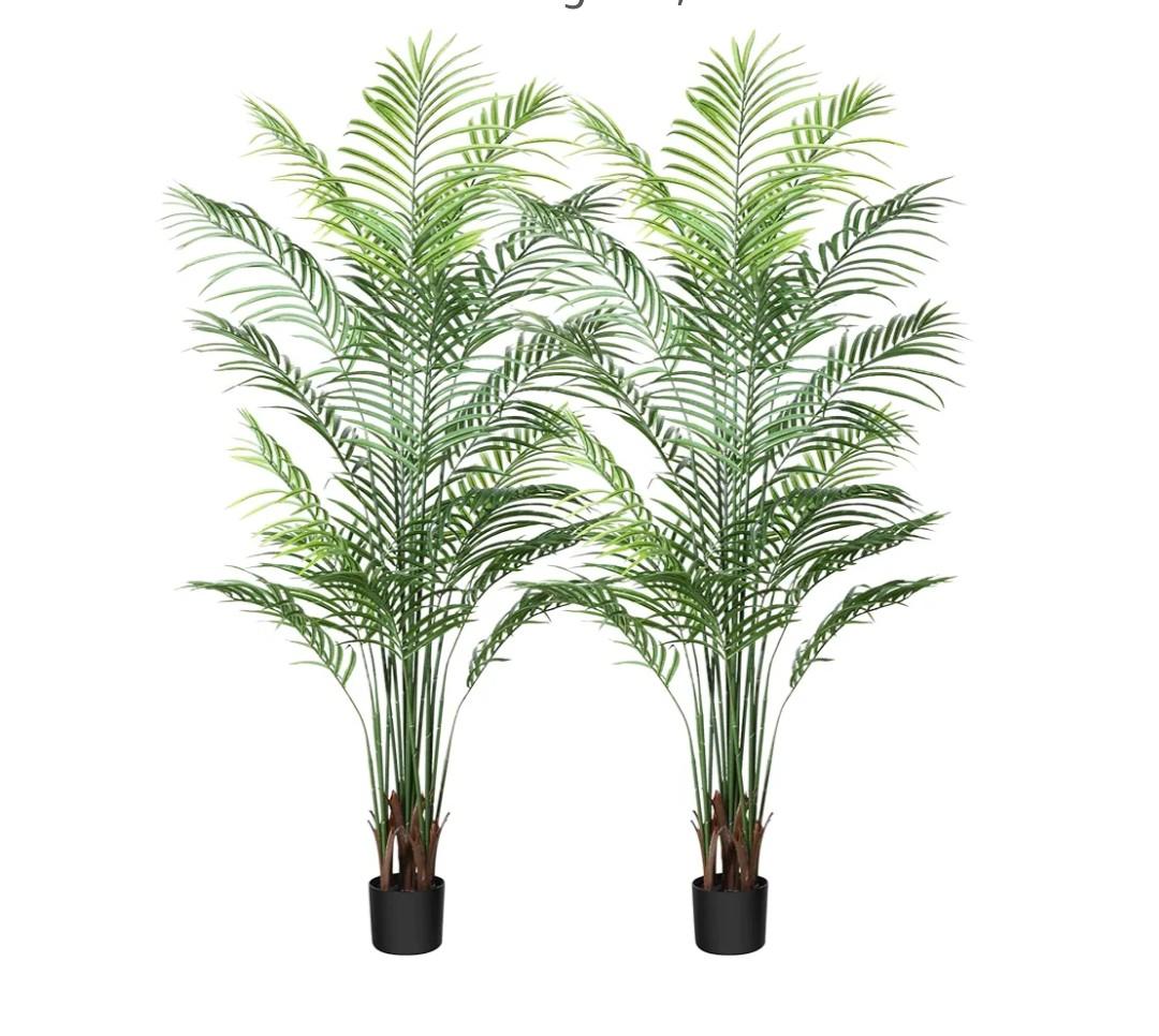 Artificial Areca Palm Tree 6FT - Fake Plants Indoor Faux Tropical Palm Potted Dypsis Lutescens for Home Office Decor Housewarming
