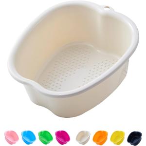 AXLOFO Foot Soaking Bath Basin, Large Plastic Foot Soaking Tub, Feet Massage Feet Bath Tub, Great for Getting The Dead/Old Skin Off Your Foots (White Basin)