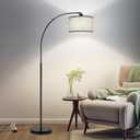 Black Arc Floor Lamps for Living Room,Modern Standing Lamp with Adjustable Drum Lampshade Tall Pole Lamp with Foot Switch Over Couch Arched Floor Light for Reading Bedroom 8W LED Bulb Included