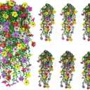 Artificial Hanging Flowers 6 Bundles UV Resistant Fake Flowers for Outdoor Decor Realistic Silk Flower Faux Plants for Patio Porch Garden Yard (Mixed Color)