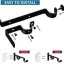 Curtain Rod Bracket, Double Heavy Duty Curtain Rod Hooks 1 Inch Black Curtain Rod Holders Hangers for Wall, 6 Pack Drapery Rods Support Brackets for Drape Poles