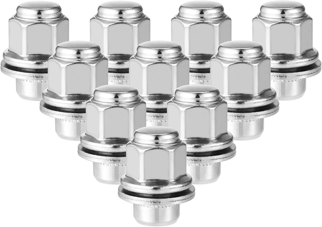 10 Pcs Wheel Lug Nuts Compatible for INFINITI EX35 G25 M12x1.25 | Durable Chorme Plated, Carbon Steel, Silver Tone, Tire Lugnuts