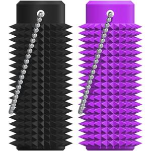 Little Ouchies Fidget - Pocket-Sized Stim Keychain with Spiky Grippie Design, Anxiety & Stress Relief Sensory Toy for Adults, Unique Gifts for Friends & Family (Black and Purple)