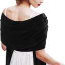 Geyoga Women Velvet Scarfs Shawls and Wraps for Evening Dresses Wedding Shawl Wraps Bridal Scarve (Black)