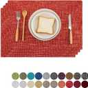 Kevin Textile Fall Table Mats Set of 4 Heat Resistant Washable Placemats for Seasonal Autumn Parties Buffet Dinner, 13 x 19 inches, Burnt Brick
