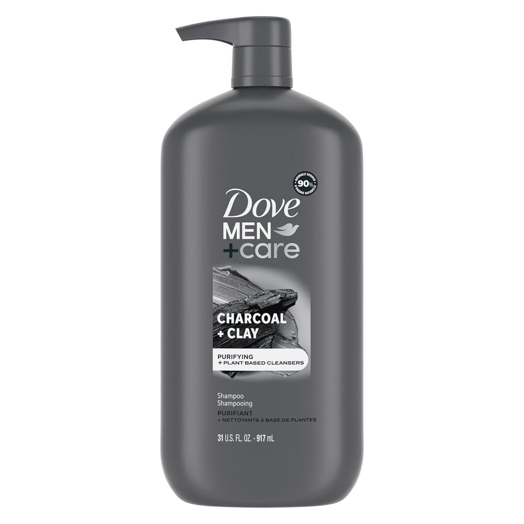 DOVE MEN + CARE Charcoal Pump Purifying Shampoo Charcoal + Clay for Stronger, More Resilient Hair, with Plant-Based Cleansers, 31 oz DOVE MEN + CARE Charcoal Pump Purifying Shampoo Charcoal + Clay for Stronger, More Resilient Hair, with Plant-Based Cleansers, 31 oz