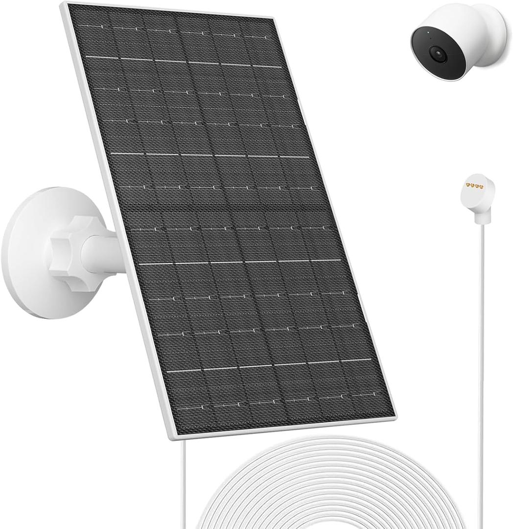 7W Solar Panel Compatible with Google Nest Camera Outdoor & Indoor (Battery Version), Solar Power Charger with IP66 Weatherproof, 360 Adjustable Mount, 9.8ft Cable,1 Pack