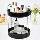 Zufudo Rotating Makeup Organizer Countertop 2 Tier Lazy Susan Trays Spinning Skincare Perfume Storage for Bathroom Counter Vanity, Black