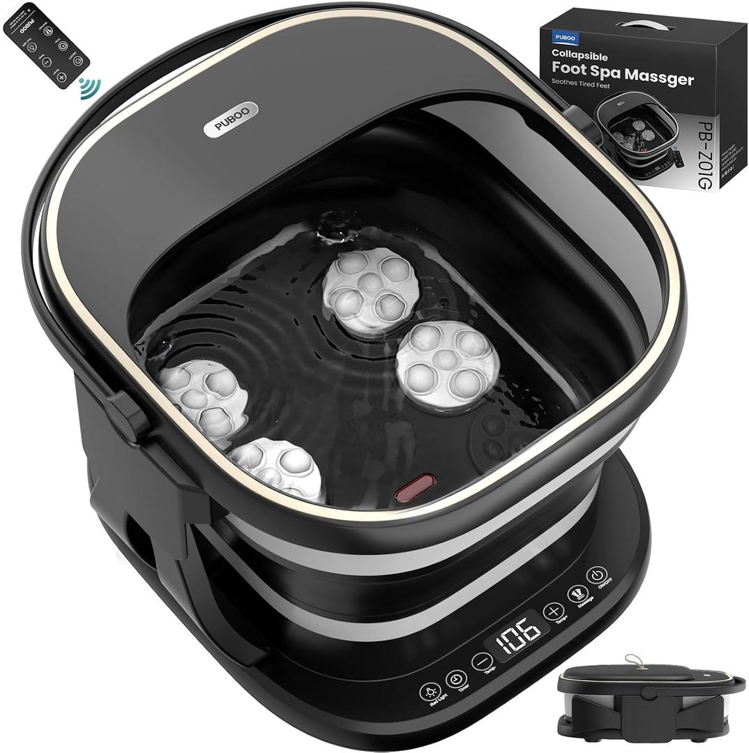 Puboo Collapsible Foot Soaking Tub, Foot Spa Bath Massager with Heat