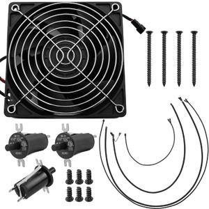 Replacement Fan, 3PC Lid/Door Switches and Wires Kit for Masterbuilt Gravity Series 560/800/1050 Digital Charcoal Grill + Smoker, Include Parts 9904190040 Fan, 9904190041 Switches, Wiring kit