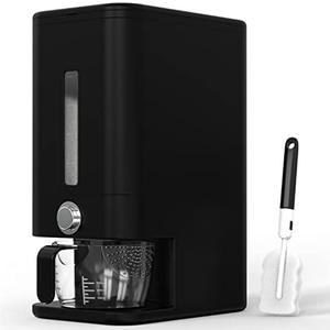 Rice Dispenser - 26.5 lbs Rice Storage Container with Measuring Cup, Rice Scoop & Sponge  Large Cereal Grain Bucket with Scale for Kitchen Pantry Organization, BPA-free, Airtight (Black) (Black)