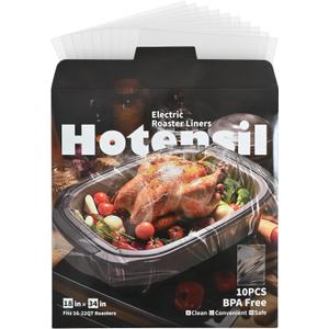 Hotensil Electric Roaster Liners & Slow Cooker Liners, 10 Count 34 x 18 Inch Universal Fit for 16-22 Quart Roasters, Mess-Free Cooking, Disposable Oven Liners for Easy Cleanup, Cooking Bag