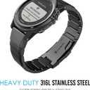 Moko Quickfit 26 Watch Band Compatible with Garmin Fenix 3/Fenix 3 HR/Fenix 5X/Fenix 5X Plus/Fenix 6X/Fenix 6X Pro/Descent Mk1/Mk2/Mk2i/D2 Delta PX,Stainless Steel Replacement Strap, Black