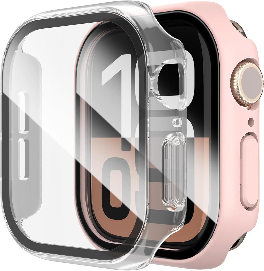 SPGUARD 2 Pack Full Protective PC Hard Case Compatible with Apple Watch Series 11/10 42mm,with Scratch Resistant Tempered Glass Screen Protector,HD Film Face Cover for iWatch S11 S10 Accessories