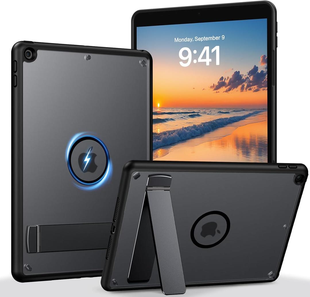 BENTOBEN for Magnetic iPad 9th Generation Case, for iPad 10.2 Case 2021/2020/2019 with Kickstand Design Slim Translucent Matte Shockproof Protective Cute Girl Boy Tablet Cover, Black