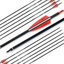 28"/30"/32inch Carbon Arrow Practice Hunting Arrows with Removable Tips for Compound & Recurve Bow(Pack of 12)
