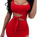 GOBLES Womens Sexy Bodycon Cut Out Sleeveless Outfit Mini Club Tank Dress Size XS