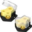 RVBOATPAT 12V Power Distribution Block Car Audio Amp Splitter 2 Way 0/2/4 Gauge in 4/6/8 Gauge Out Ground Distribution Block for Automotive Car Boat