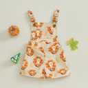 Adobabirl Toddler Baby Girl Halloween Outfit Ghost Pumpkin Overalls Romper Suspender Shorts Jumpsuit Cute Fall Clothes (12-18 Months, Thanksgiving Turkey Beige)
