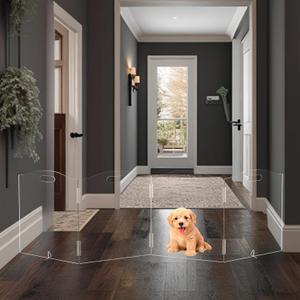 Free Standing Dog gate Indoor,Clear Dog gate,Pet Doggy Gates for doorways Home (4 Panel-W80 X H24)