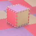 Nuanchu 60 PCS Kids Foam Puzzle Floor Mat Bulk - Solid Color Foam Play Mat with Borders Interlocking Multi Use Floor Rug for Children, 12 Inch(Pink, Beige, Purple)