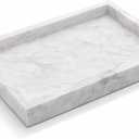 Natural White Marble Tray for Bathroom | Kitchen | Vanity | Desktop, Stone Organizer for Coffee Table, Dresser, Nightstand, Candles, Soap, Towel, Plant, Jewelry (10" x 6"), Rectangular