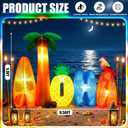 6.5 ft Inflatable Aloha Sign with Palm Tree, Pineapple and Surfboards, Outdoor Luau Party Decoration with Built in LED Lights, Blower and Ground Stakes for Beach Pool Tropical Hawaiian Yard