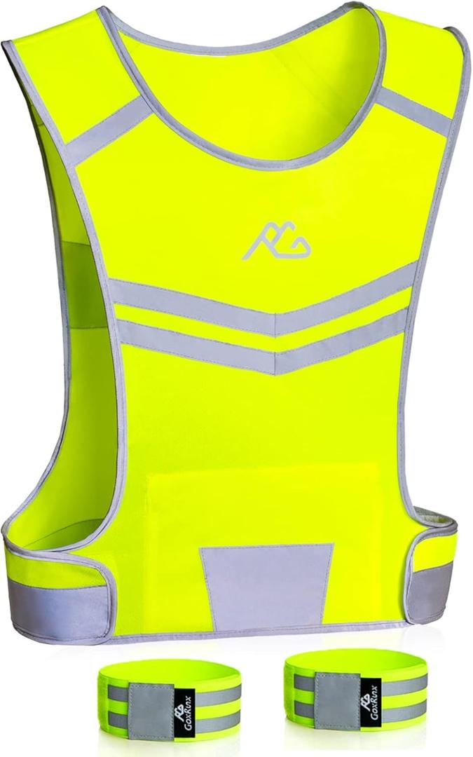 Reflective Running Vest Gear Cycling Motorcycle Reflective Vest,High Visibility Night Running Safety Vest (Medium, Yellow)