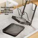 Kitchen Pot Lid Storage Rack, Pot Lid Holder While Cooking, Multifunctional Kitchen Pot Cover Organizer for Countertop, With Removable Drip Tray (Gray Double)