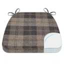 AAAAAcessories D-Shaped Chair Cushions, 2" Thick Dining Chair Pads with Ties and Removable, Machine-Washable Cover, 17" x 16", Set of 2, Brown Checkered